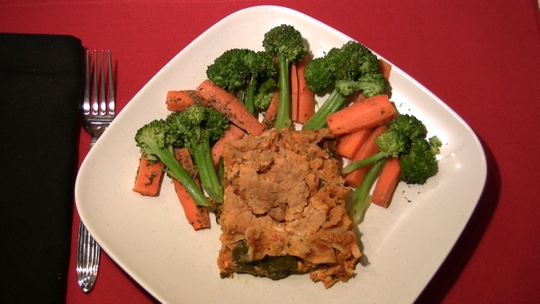Spinach Lasagna With Steamed Veggies